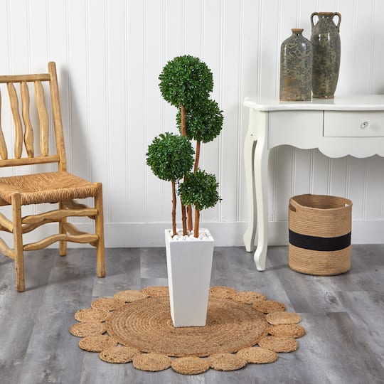 4ft. UV Resistant Boxwood Artificial Topiary Tree in Planter